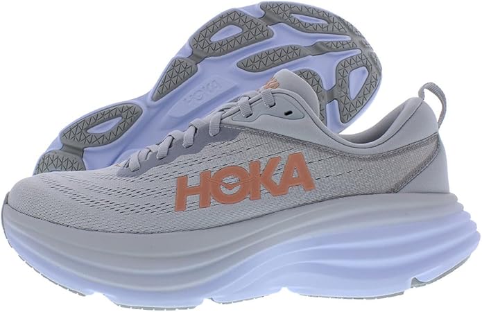 HOKA ONE Bondi 8 Womens Running Shoes - Harbor Mist/Lunar Rock - Picture 6 of 15
