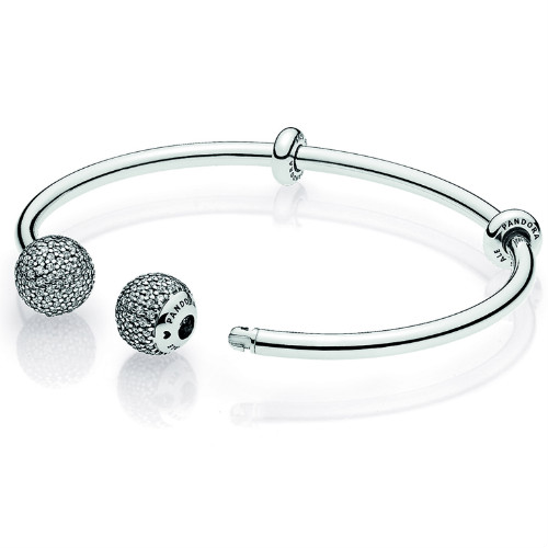 PANDORA Open Bangle Bracelet - Clear CZ - | eBay