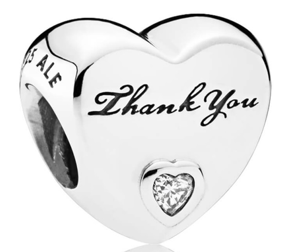 Pandora Thank You Heart Charm - 792096CZ | eBay