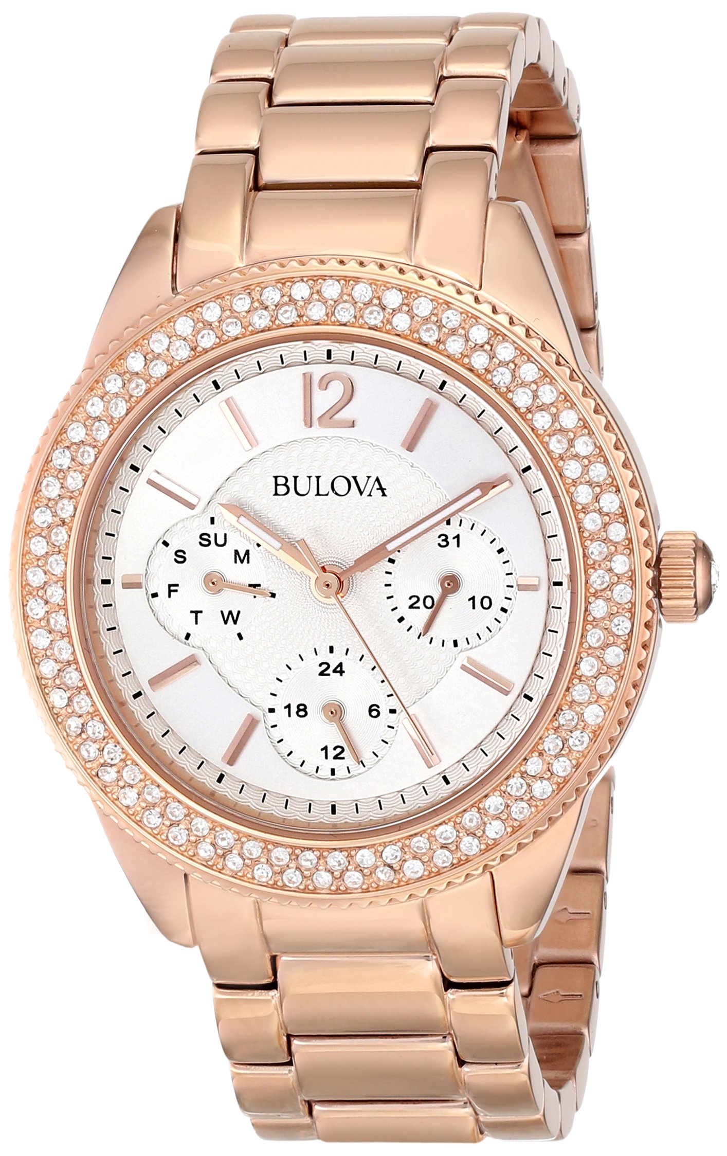 Bulova ladies rose gold tone crystal studded dress watch NEW BATTERY Amazon.com: Bulova Ladies Quartz Phantom Rose Gold-Tone  main image 2