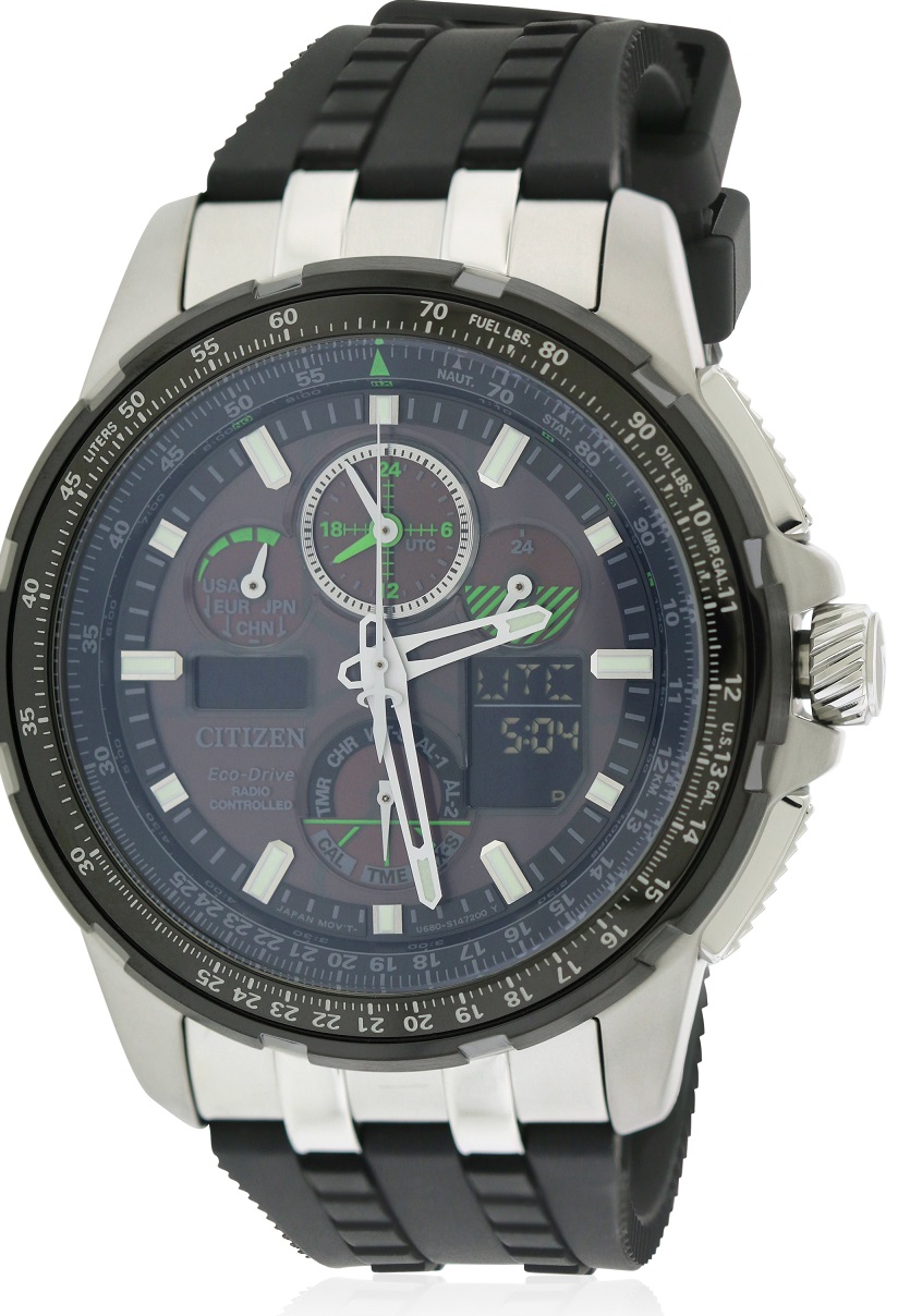 Citizen EcoDrive Skyhawk AT Chronograph Perpetual Rubber Mens Watch